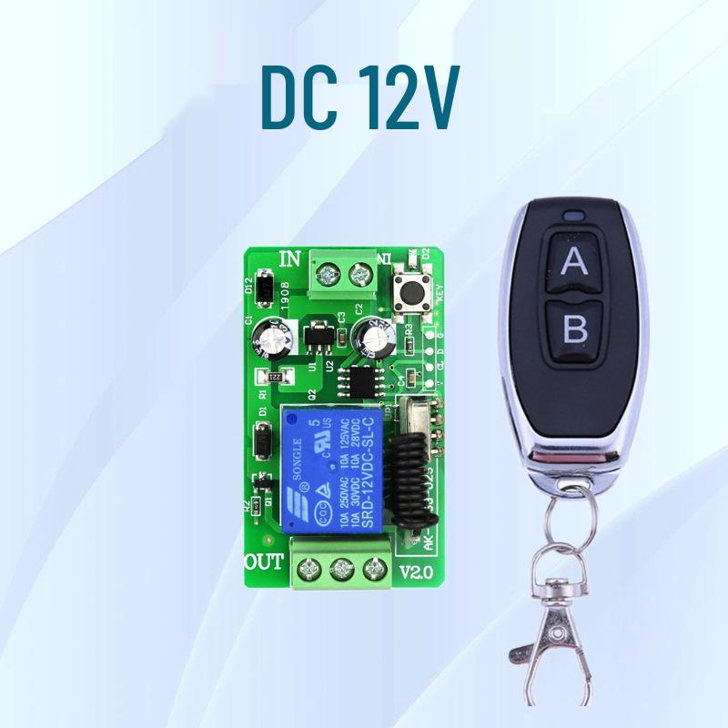 DC 12V Wireless Remote Control with Metal 2-Button Remote for Car Mod: A On, B Off