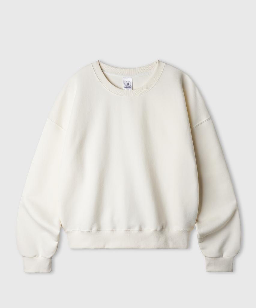 JEMUT Day Cut Crop Oversized Sweatshirt Cream Kjmt2648