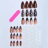 24-piece Almond-shaped Wearable Nails Y2K Manicure Nails Black Gradient Leopard Print Retro French False Nails