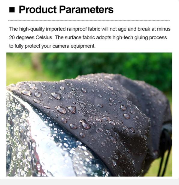 Vattentät kamera Regnskydd Regnrocksskydd för Canon Nikon Sony Panasonic Fuji DSLR kamera Bärbar regntät tillbehör