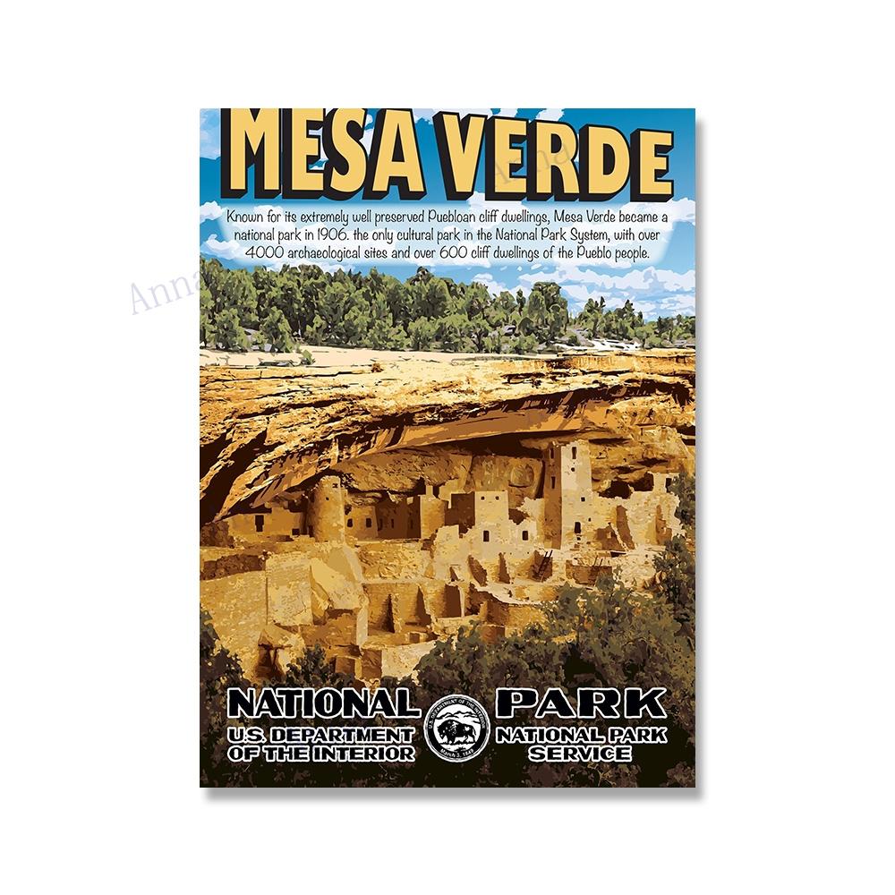 National Park Print Mountain Vintage Art Canvas Painting Travel Cities Posters Retro Landscape Wall Art Picture for Living Room