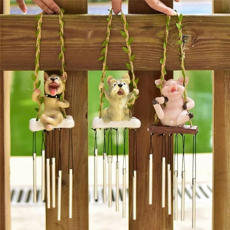 Cute Animal Wind Chimes Cartoon Animal Pendants Decorative Swing Garden Crafts Ornaments