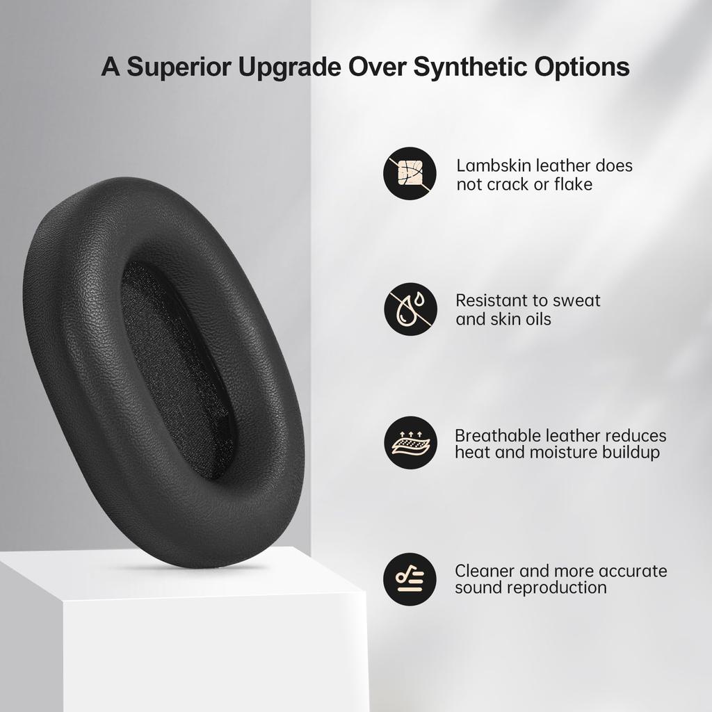 Aurivor Replacement Ear Pads Cushions for Sony Noise Cancelling Headphones Premium XM5 Ear Covers with Soft Leather and Optimized Memory Foam &