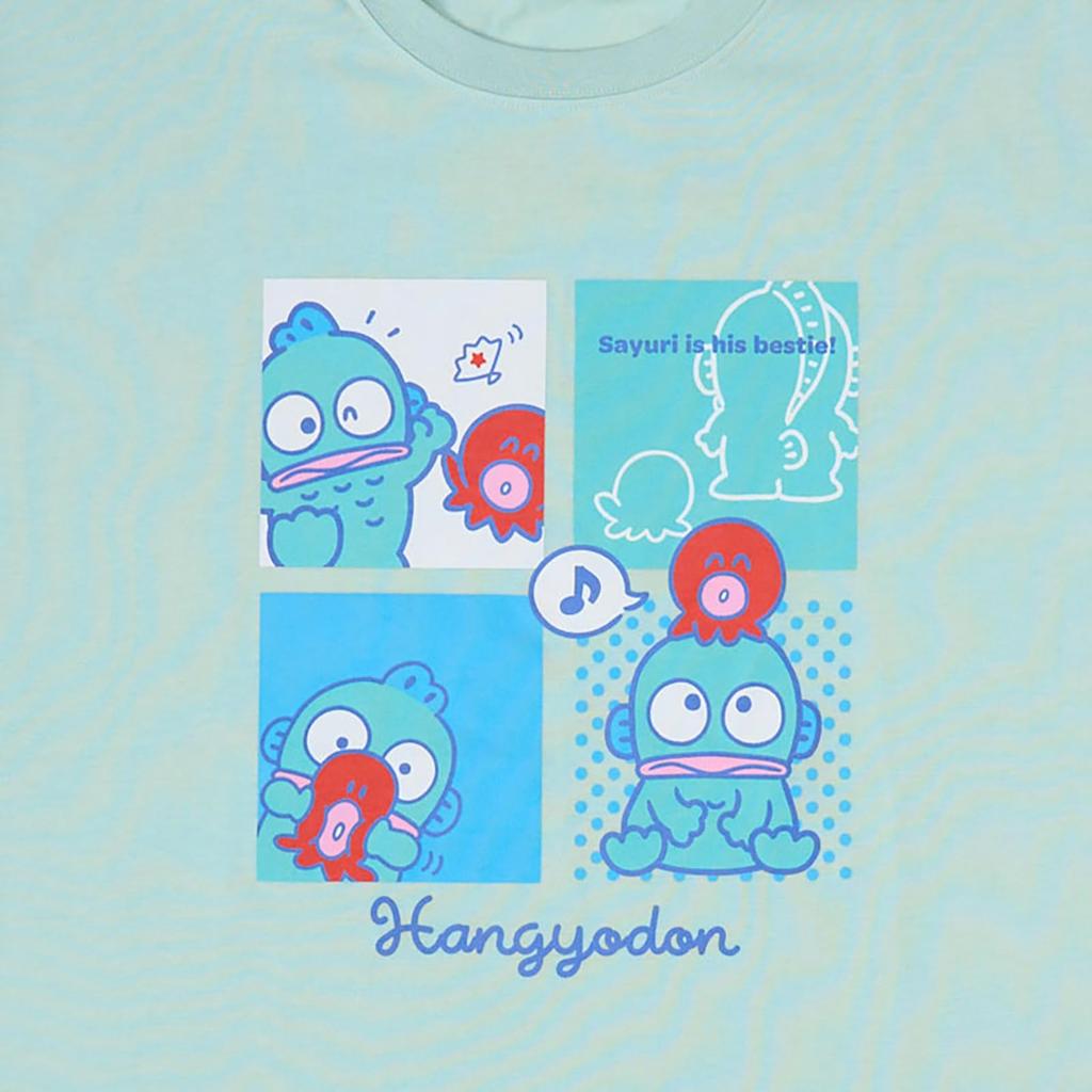 Sanrio Hangyodon Oversized Polyurethane T-Shirt (607908) - Body 65% Polyester, 35% Cotton; Rib 62% Polyester, 33% Cotton, 5% Free size(M-L)