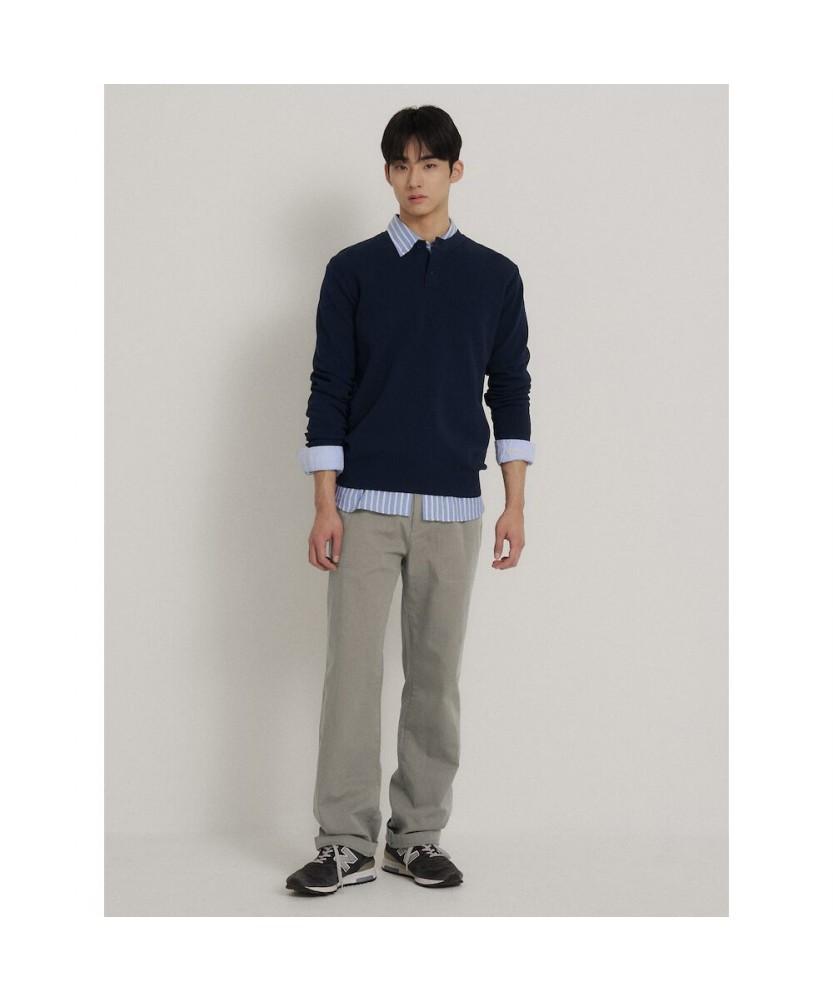 Binpolmen Textured Henley Neck Knit Navy
