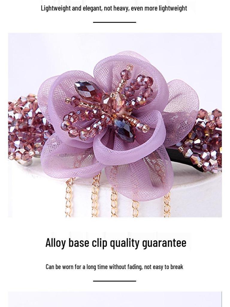 Acrylic Butterfly Tassel Hair Clip - Retro Flower Top & Ponytail Spring Clip