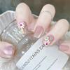 24Pcs Pink Ballet Press On Nails Long Full Cover Fake Nail Tips With Rhinestone Chain Design Reusable Wearable Manicure