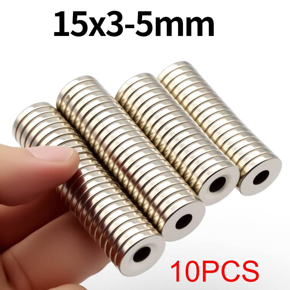 15x3-5mm Superstark Neodymmagnet N35 NdfeB Permanentmagnetiska Magneter Runda Med Hål Kraftfulla Magneter Kylskåpsmagnet