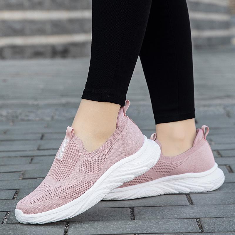 Fashion Shoes for Women In Spring/summer New Middle-aged and Elderly Mothers, Lightweight Cuffed Casual Couple Shoes Breathable Pink