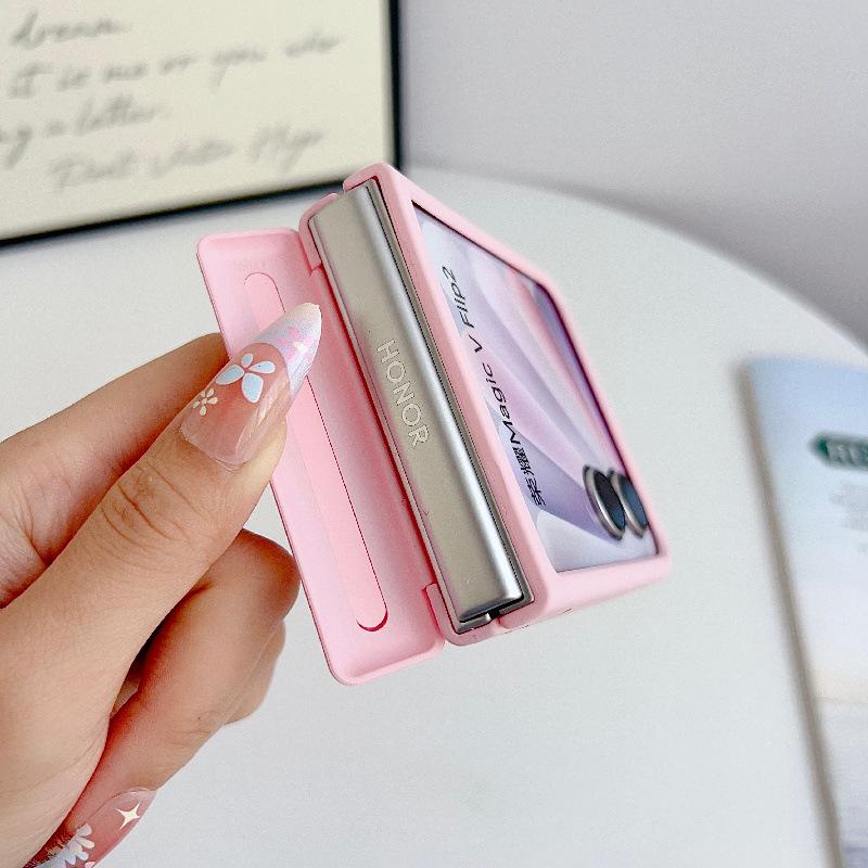 Honor Magic V Flip2 Magnetic Center Shaft Drop-Proof Case: Foldable Solid Color PC Hard Cover
