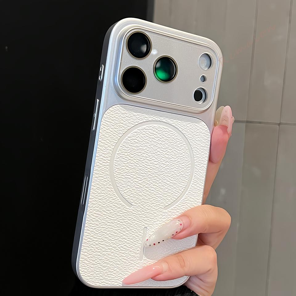 PU Leather Magnetic Official Phone Case For iPhone 17 13 14 15 16 Pro Max Air Magsafe Wireless Charge Shockproof Protector Cover