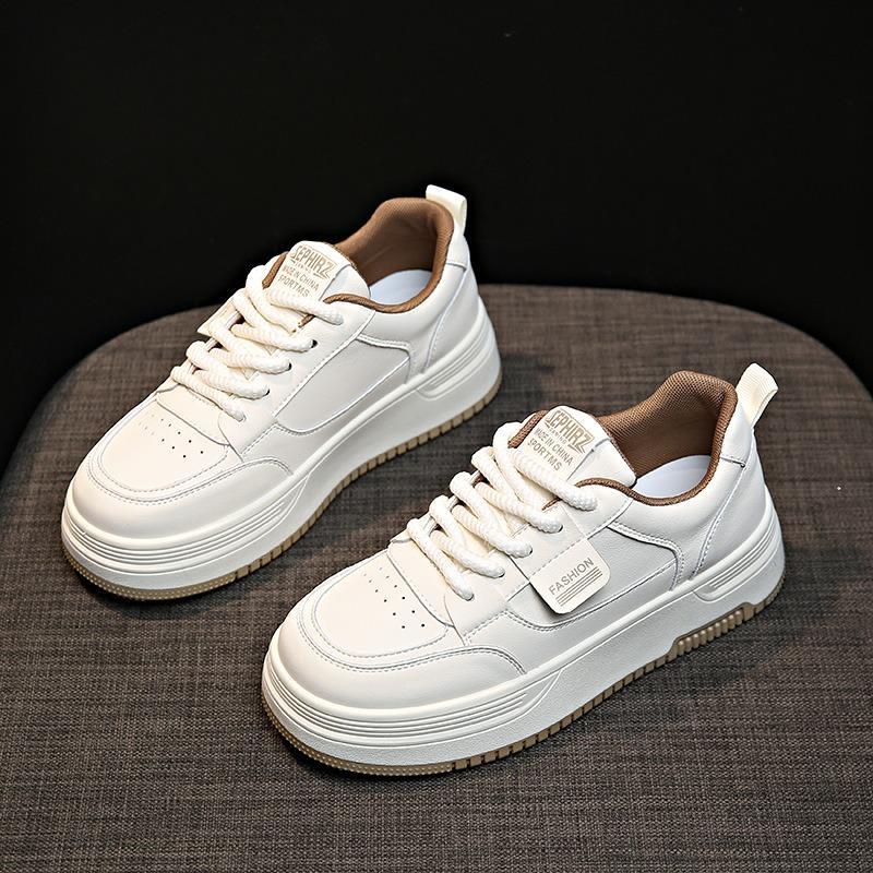 Leather Little White Shoes Women's Shoes Early Spring New Thick-soled Heightening Board Shoes Casual Shoes Women's Sports Shoes Single Shoes