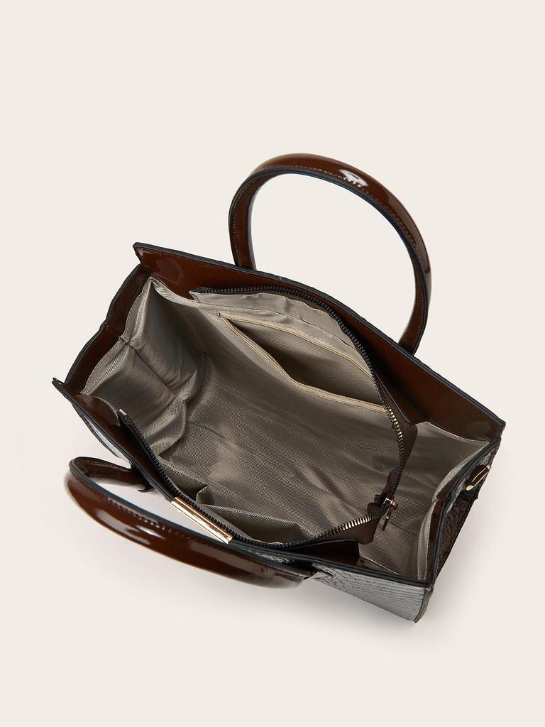 2025 Stor Kapacitet Krokodilmönster Axel- & Crossbody Tote Bag: Europeisk-amerikansk tredelad uppsättning