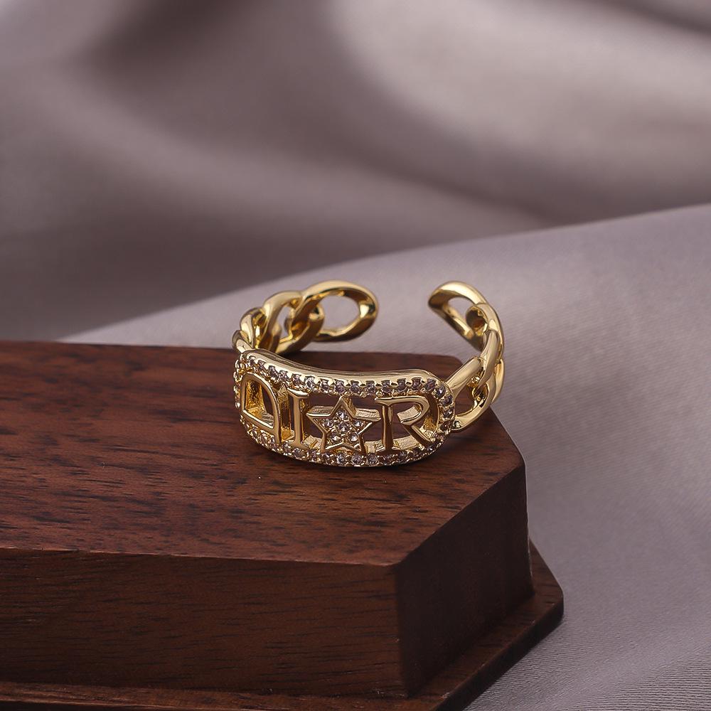 Zircon Ring: Women's Versatile Open Ring Design for Index Finger, Couple's Style, Trendy Net Red.