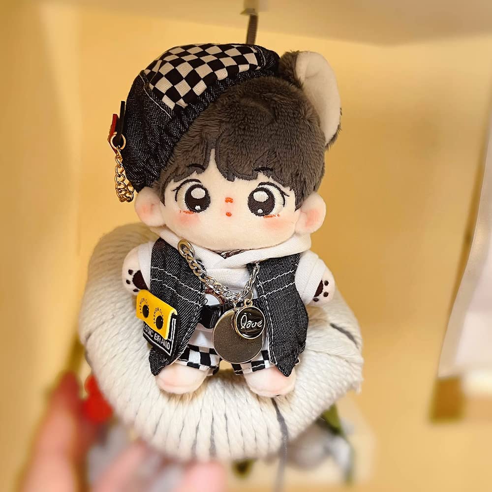 Niannyyhouse 10cm Stuffed Toy Clothes Black and White Trail Suit Beret Hoodie Shorts Vest Cotton Doll Clothes Dress-up