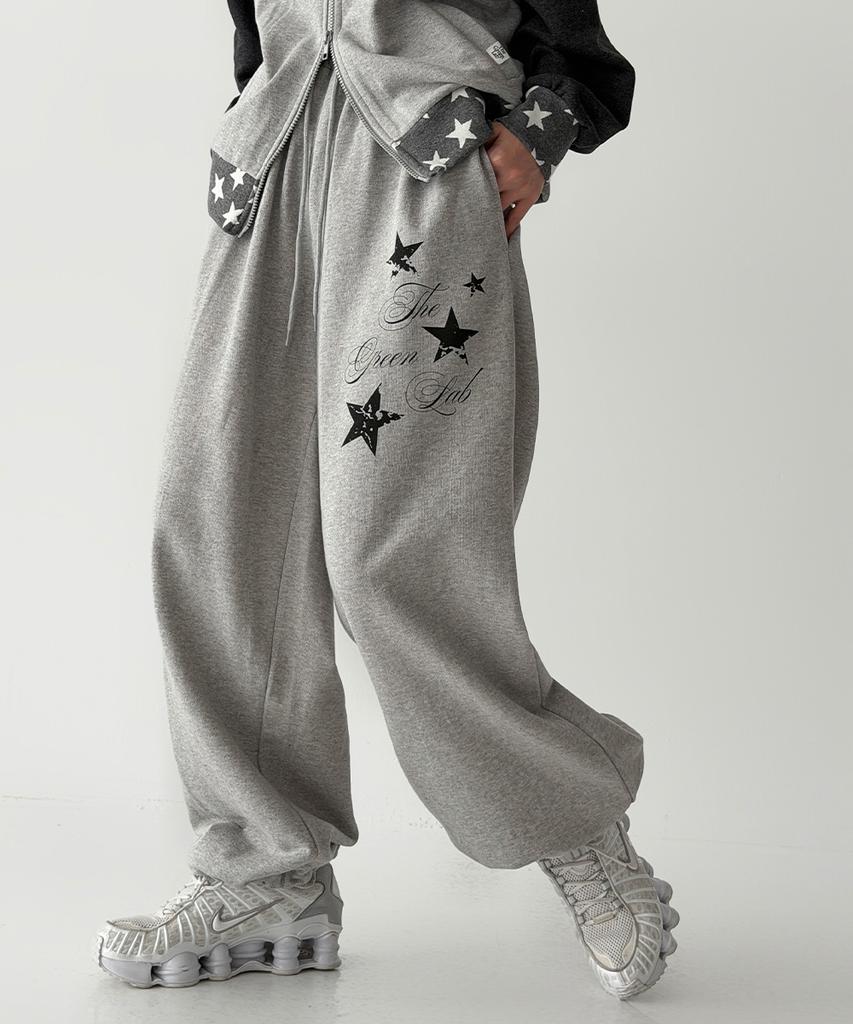THE GREEN LAB Star Patch Terry Pants [Melange Gray]