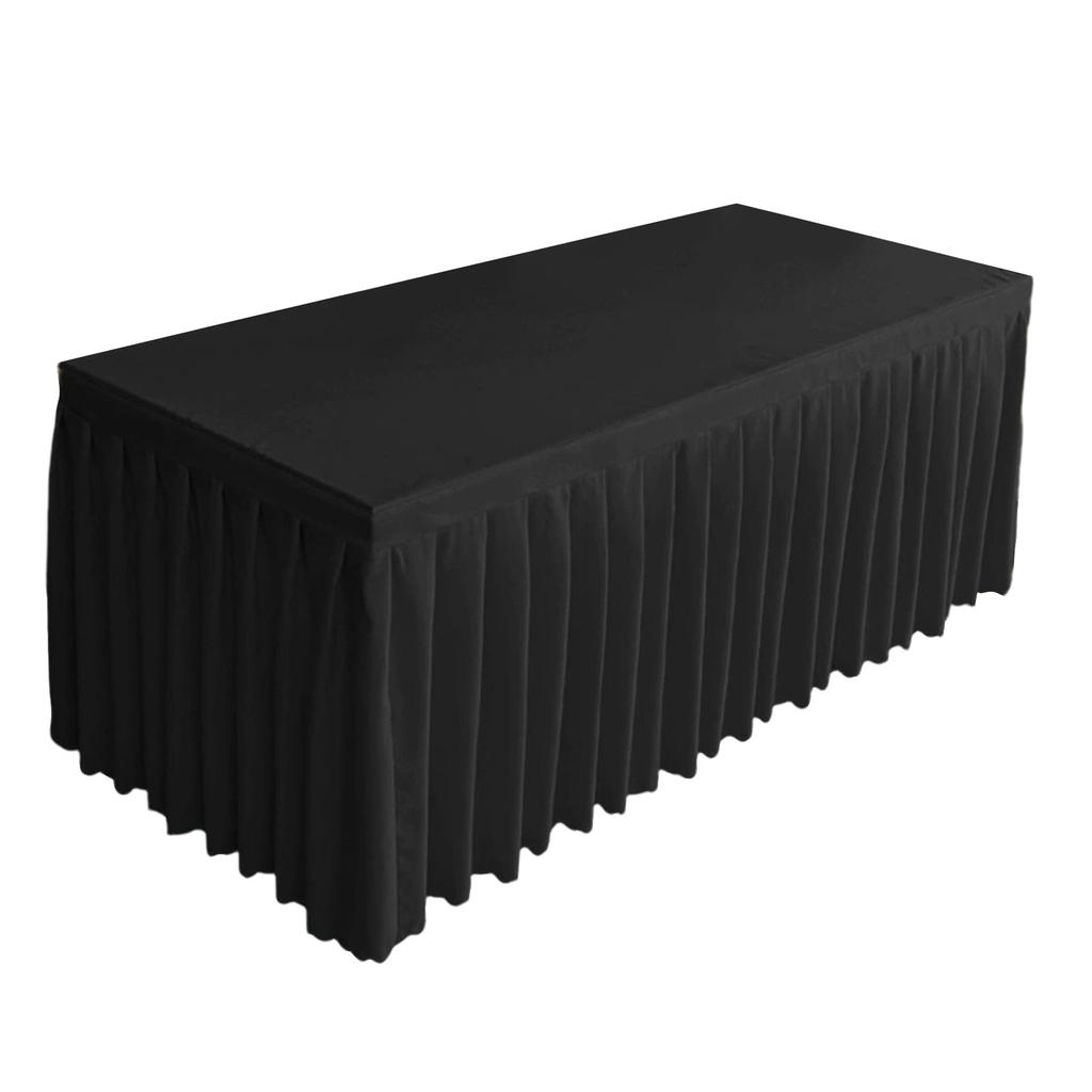 4FT Rectangular Polyester Tablecloth Wrinkle Resistant Table Skirt with Pleated Design for 120x60x75cm Tables Suitable for Event and Banquet Use