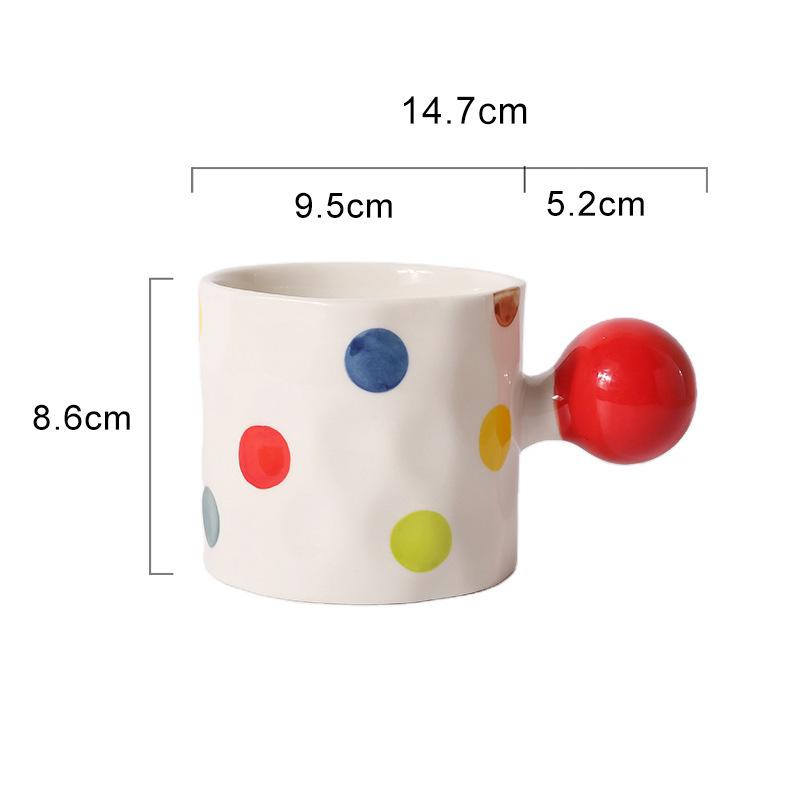 Creative Heart Shaped Ceramic Mug High Beauty Polka Dot Coffee Mug Office Cute Milk Cup Breakfast Cup Household Water Cups