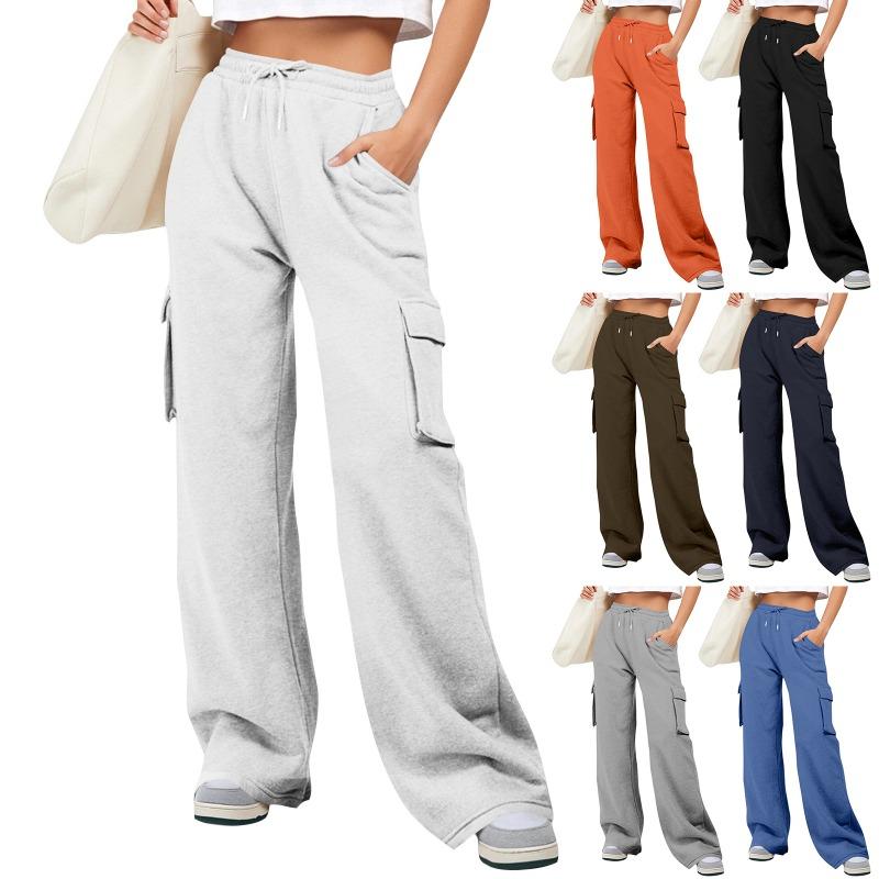 Womens High Waist Drawstring Cargo Sweatpants Casual Loose Long Pants