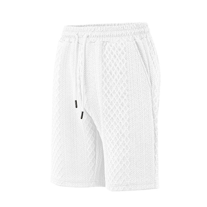 Herren-Shorts in Übergröße für den Sommer, Lässige Passform, Atmungsaktiv, Leicht dehnbar, Tunnelzugbund, Gerades Bein, Jacquard-Stoff