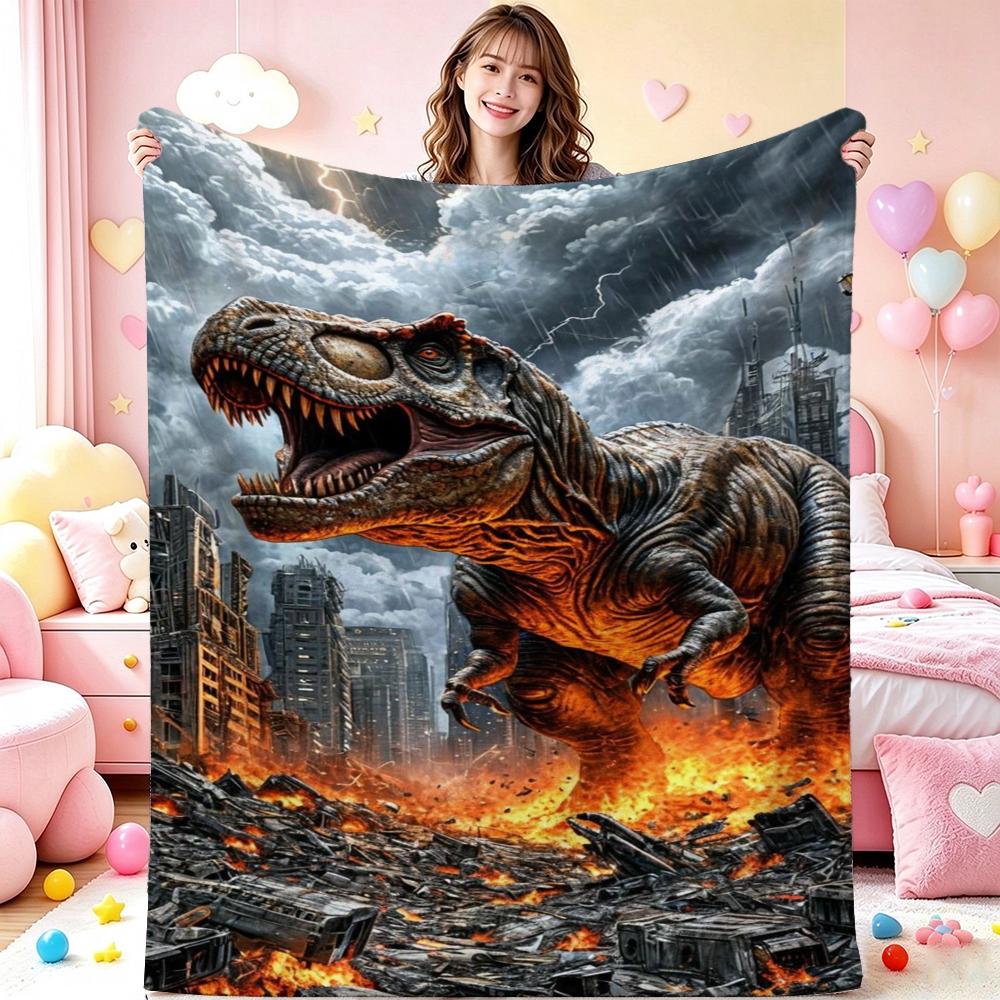 Jurassic World Dominion Theme Printed Blanket Skinfriendly Soft Fleece Blanket For Outdoor Travel Home Party Decor Holiday Gift