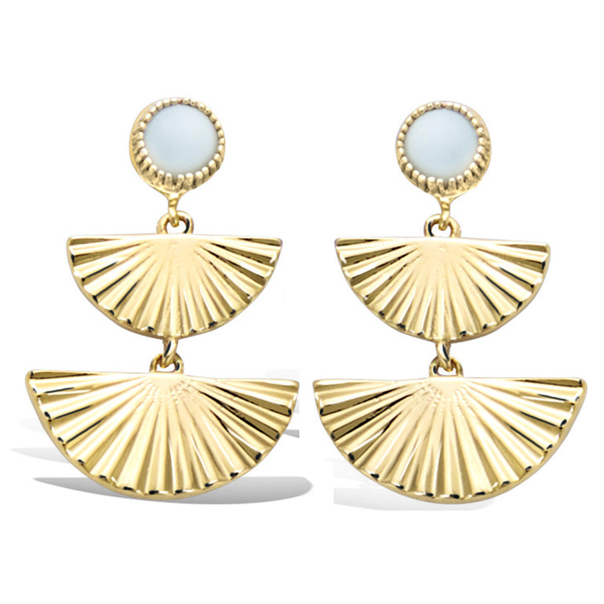 

Les Trésors De Lily [R7147] - Boucles Plaqué Or Cléopatra blanc doré - 26x15 mm