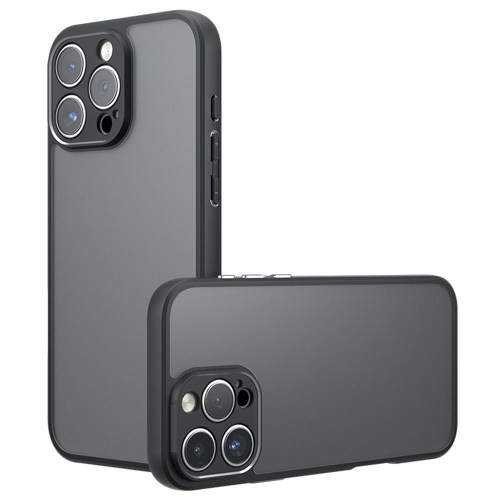 

For iPhone 16 Pro Case Skin-Touch TPU+PC Matte Phone Shell,Transparent Black A