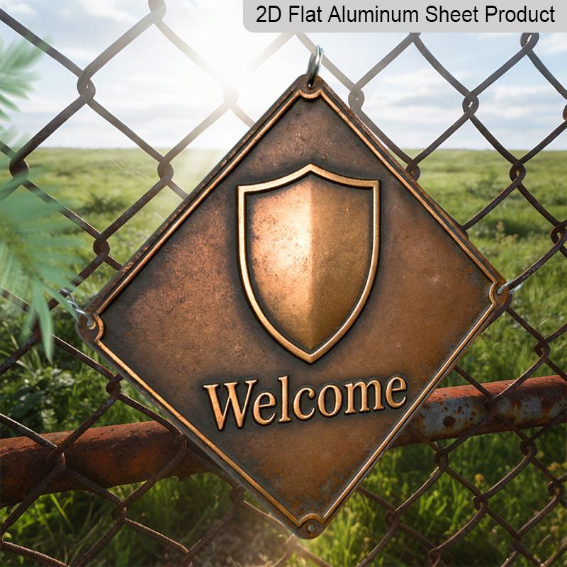 2D Flat, 1pc Vintage Housewarming Gift Suitable for New Home Entryway, Retro Metal Welcome Sign - Aluminum Wall Decor with Entry Plate, Suitable for