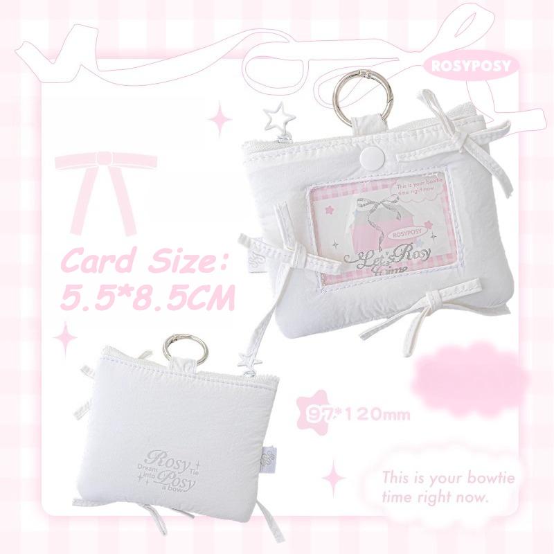 

Bow Photo Frame for 3 Inch Kpop Idol Card Identity Card Holder Ins Style for Girls Pillow Shaped Photocard Holders with Keychain белый