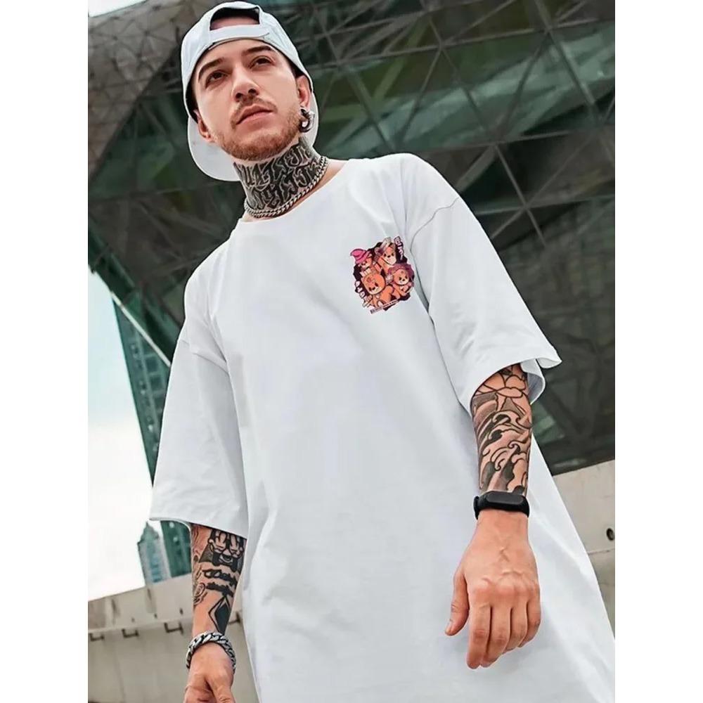 Sommer Ny Casual Løs T-skjorte Kortermet Herremote Løs Trykk Stor 8XL Hip Hop Parbekledning Halv Erm Bomullstopp