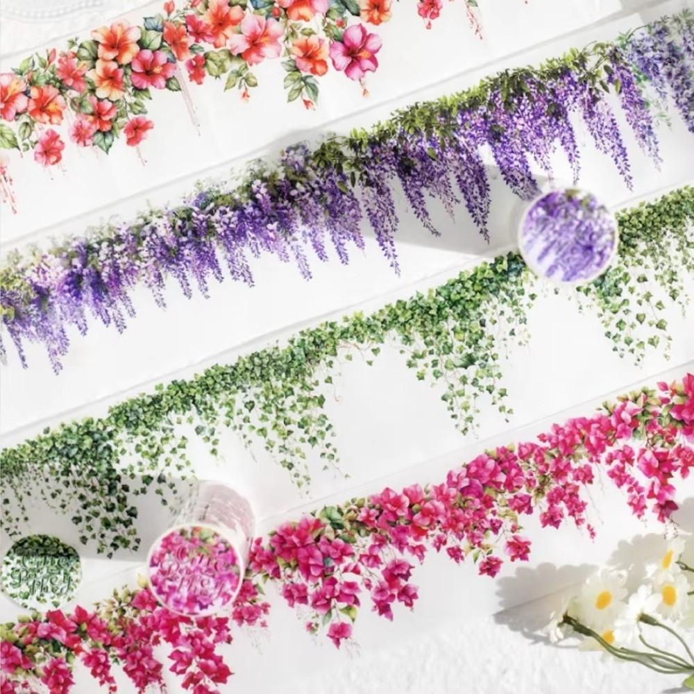 200cm/roll Vine Theme Flower Landscaping Tape PET Decorative Tape Plant Tape Diary Decoration