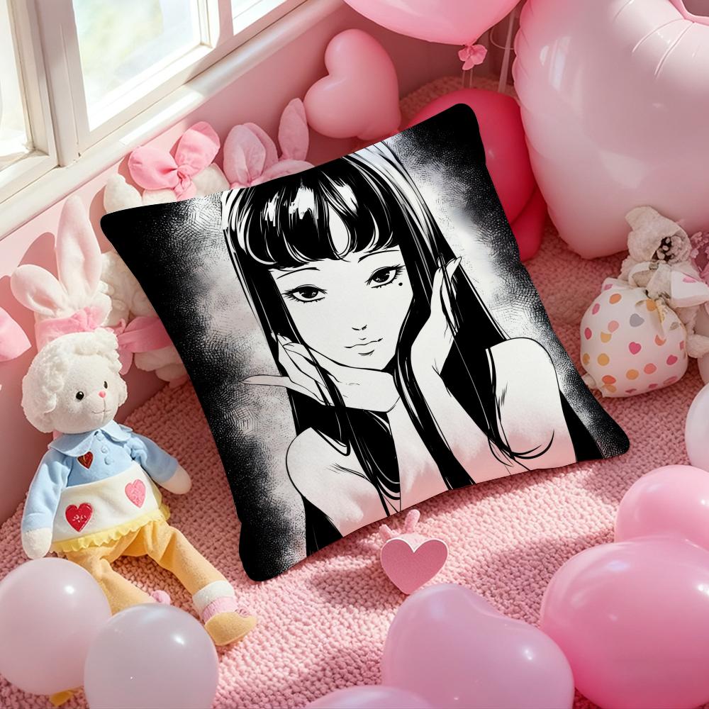 T-Tomie Anime Cushion Cover Pattern Printed Pillowcase for Living Room Sofa Cushion Cover & Bedroom Decor
