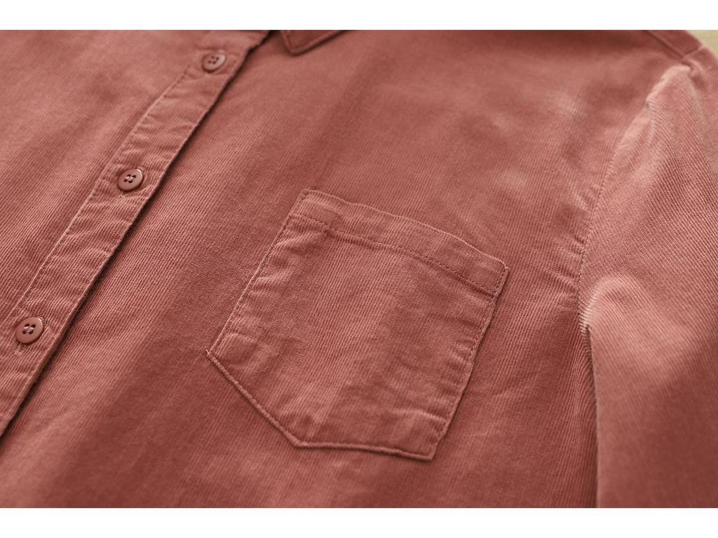 Pure Cotton Corduroy Women's Long Sleeve Shirt - Artistic Casual Style for Spring & Autumn (8372)