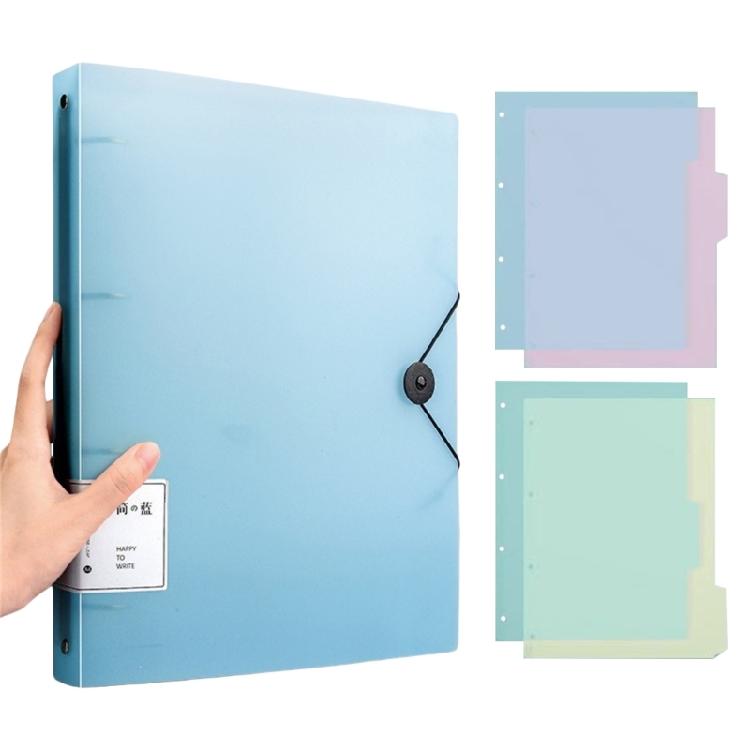 

Letter Size 4 Rings Binder Hold 220Sheets Elastic String Closure for Office School Document Storage Organizers прозорий/синій