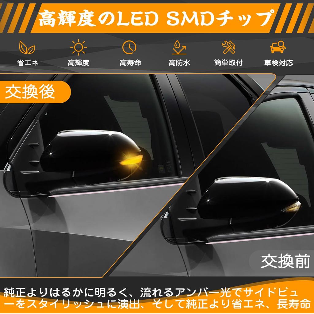 GemPro LED Side Mirror Turn Signals Compatible with Toyota Yaris Corolla Sienta 170 Sienta 10 GR Corolla Corolla New Aqua 10 Yaris Spade 140 Vehicle