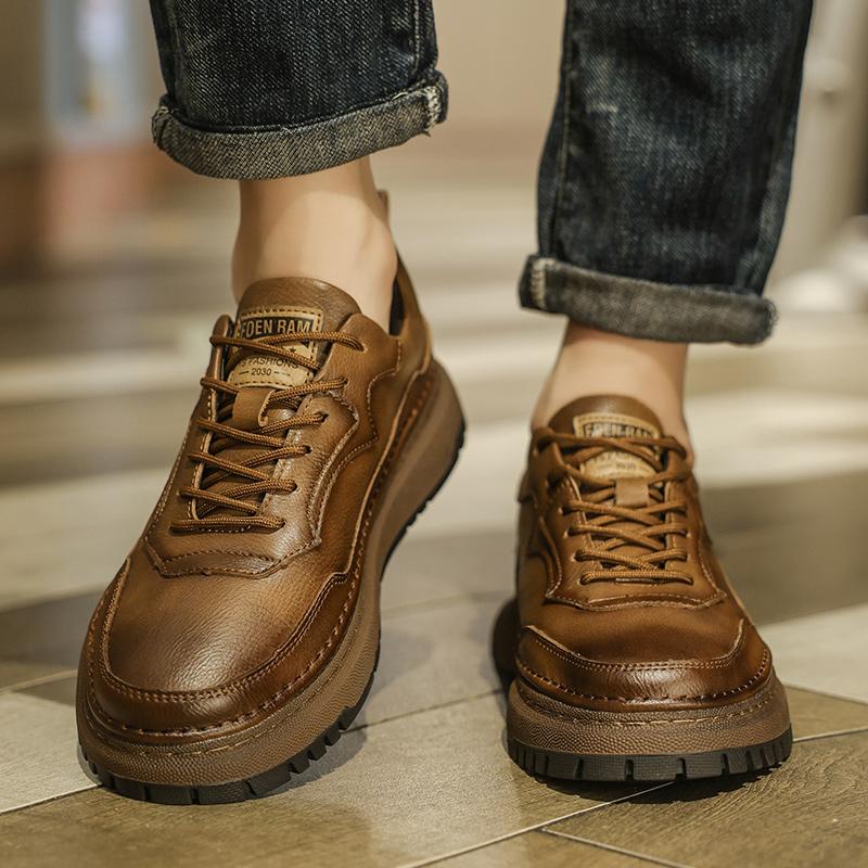 Mode Läder Herrskor snörskor Oxfords Casual Bekväma handgjorda sömnad Herr Läderskor Flats Mockasiner Promenadskor män