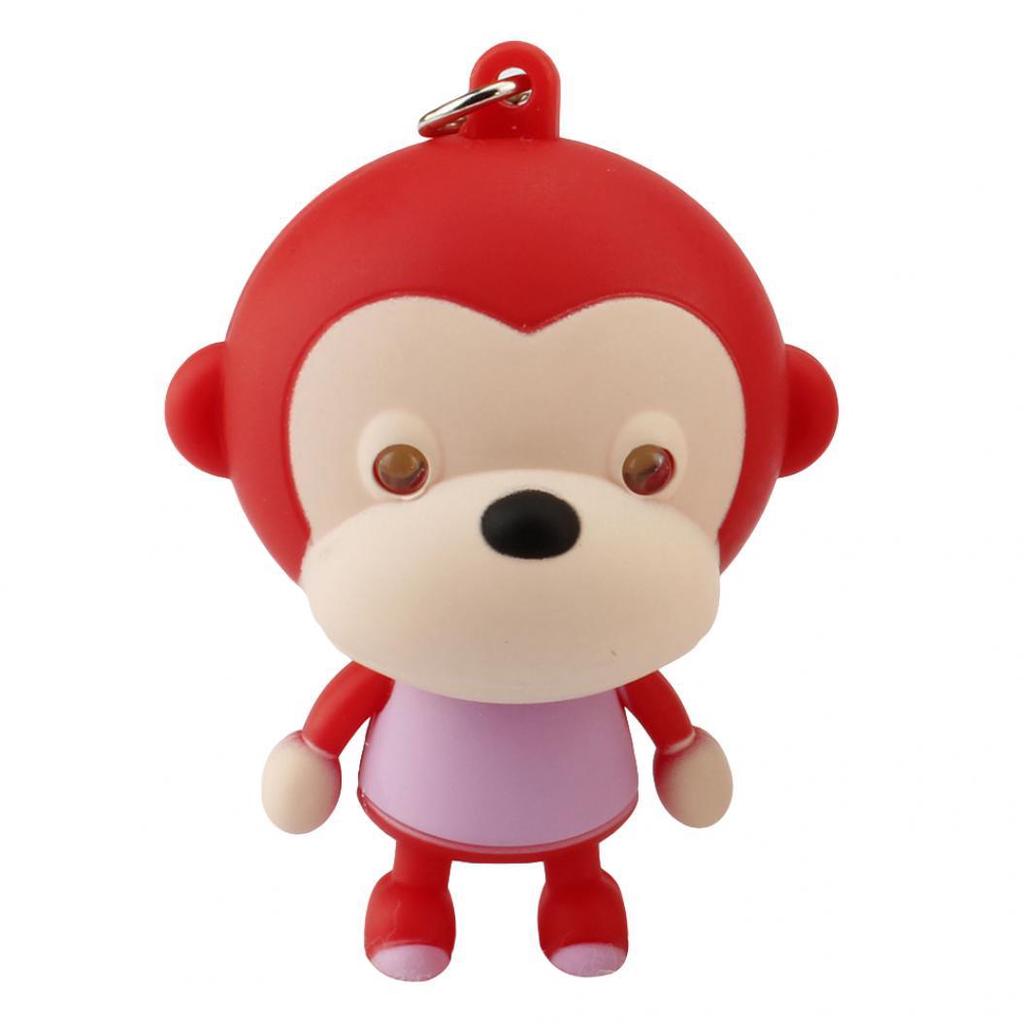 Söt tecknad apa djur LED-belysning med ljud nyckelring nyckelring hänge