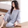 Woven Cotton Gauze Pajamas Women's Spring Cotton Seven-quarter Sleeves 1011 New Summer Cotton Mother Loungewear