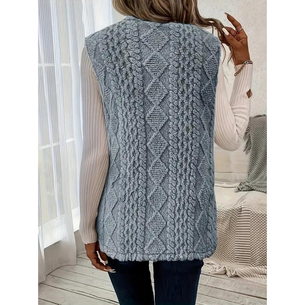 New Elegant Women's Faux Fur Teddy Vest Jacket Casual Sleeveless Outwear