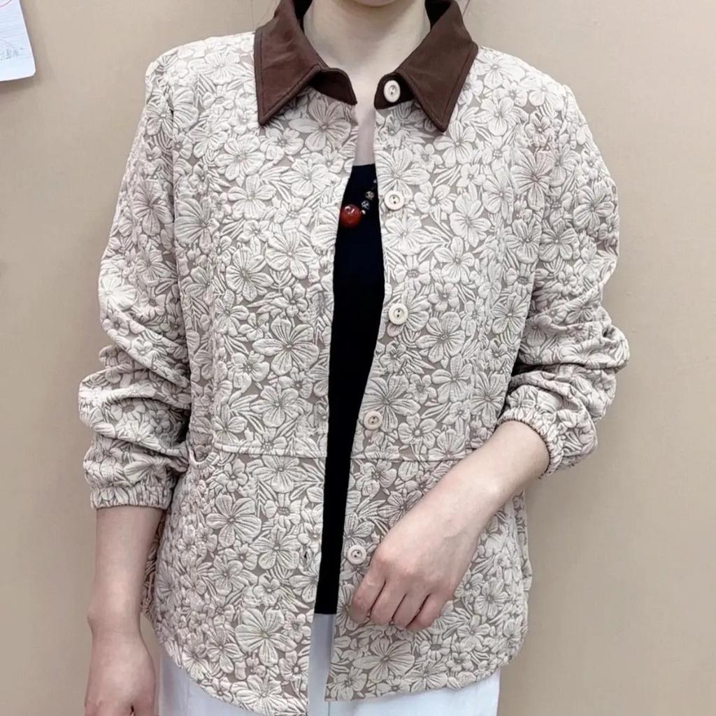 Spring Women's Cardigan Jacket Fashion Lapel Long-sleeved Top