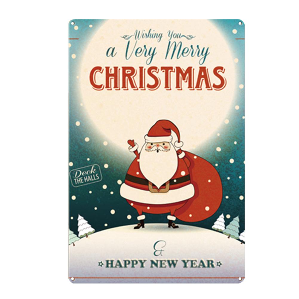 Merry Christmas Metal Tin Sign Plaque Santa Claus Posters New Year Iron Painting Home Bar Cafe Pub Decoration Wall Art Plates