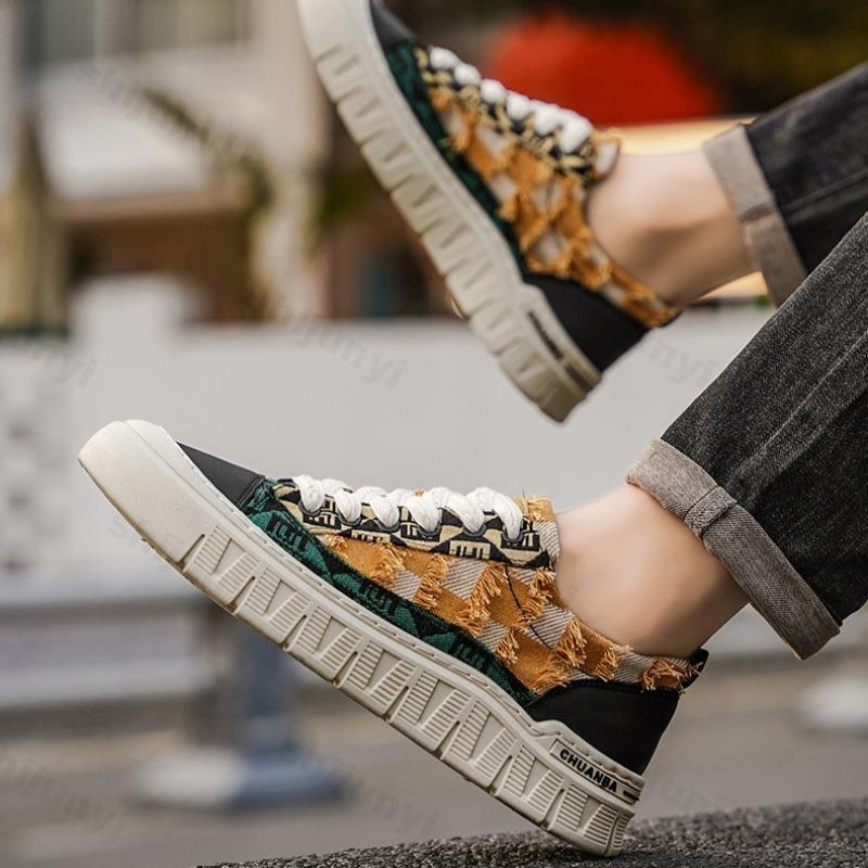 Fashion 2025 Autumn New Fashion Trend Casual Thick Soled Canvas Shoes for Men Breathable Low Top Comofrtable Versatile Chunky Sneakers