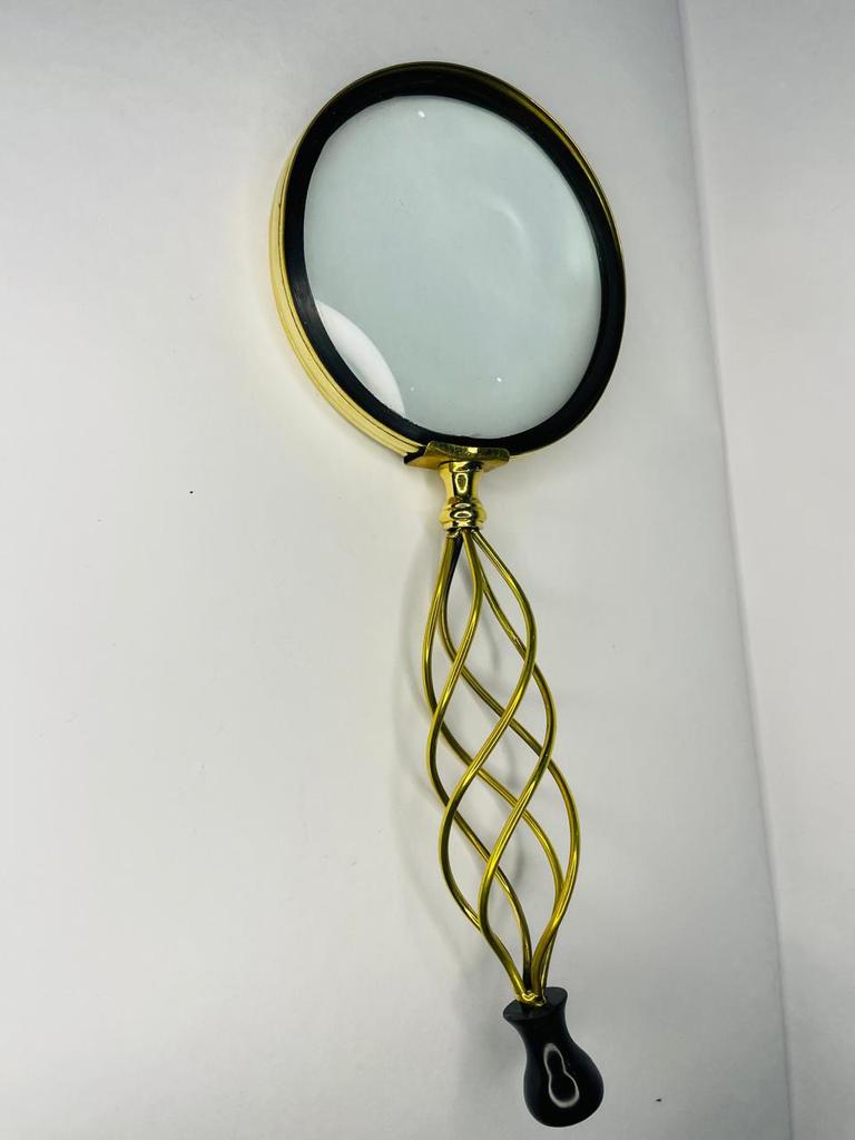 Antique Brass Magnifying Glass: Carved Handle, Vintage Decor