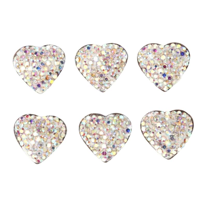 

Pack Of 6 Crystal Heart Car Stickers Self Adhesive Interior Decors for Vehicle Enhancing Luxury with Glittering Designs