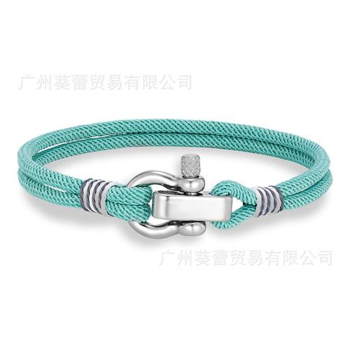 Stainless Steel Adjustable Mini Horseshoe Buckle Men'S Captain Rope Bracelet Couple Anchor