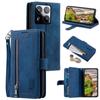 For Xiaomi 15 Pro Case PU Leather Phone Cover with Zipper Wallet 9 Card Slots