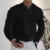Men's Casual Solid Color V-Neck Gentleman's Business Long Sleeve T-Shirt