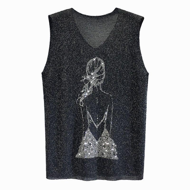 Internet Celebrity Hot Diamond Ice Silk Camisole Women's Outer Wear Loose Inner Layering Shirt Top