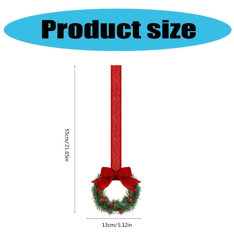 6Pcs Artificial Wreath 13cm Small Christmas Wreaths Ribbon Bows Wreath for Front Door Kitchen Cabinets Wall Window