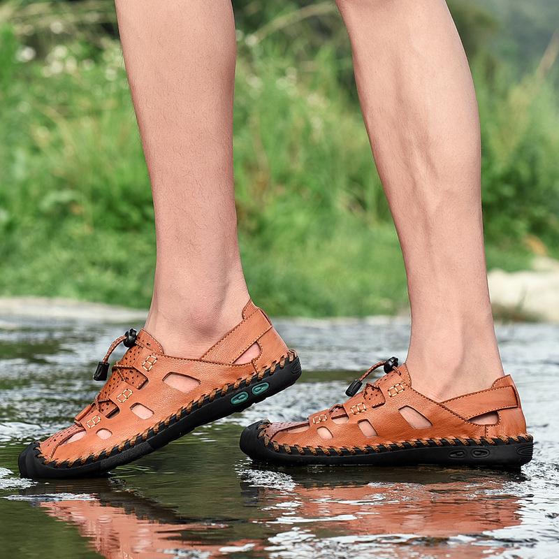 38-48 Summer Men's Plus Size Lightweight and Fashionable Casual Leather Sandals Breathable Beach Shoes